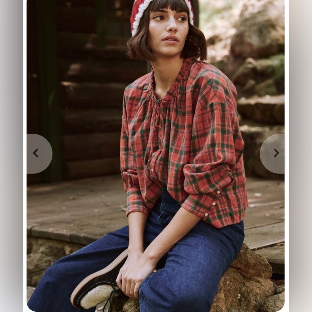 THE GREAT. The forage top - Holly Plaid